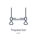 Linear trapeze bar icon from Circus outline collection. Thin line trapeze bar vector isolated on white background. trapeze bar