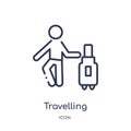 Linear travelling icon from Activity and hobbies outline collection. Thin line travelling vector isolated on white background.