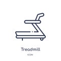 Linear treadmill icon from Health outline collection. Thin line treadmill icon isolated on white background. treadmill trendy