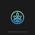 Linear tree flower vector logotype. Abstract park eco vector logo icon logo