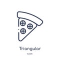 Linear triangular pizza slice icon from Food outline collection. Thin line triangular pizza slice icon isolated on white