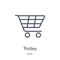 Linear trolley icon from Delivery and logistic outline collection. Thin line trolley vector isolated on white background. trolley