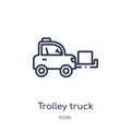 Linear trolley truck icon from Construction outline collection. Thin line trolley truck vector isolated on white background.