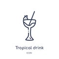 Linear tropical drink icon from Food outline collection. Thin line tropical drink icon isolated on white background. tropical Royalty Free Stock Photo
