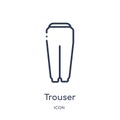 Linear trouser icon from Clothes outline collection. Thin line trouser vector isolated on white background. trouser trendy