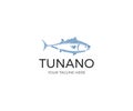 Linear Tuna Logo Template. Sport Fishing Vector Line Design
