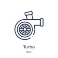 Linear turbo icon from Electronics outline collection. Thin line turbo icon isolated on white background. turbo trendy