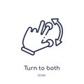 Linear turn to both directions gesture icon from Hands and guestures outline collection. Thin line turn to both directions gesture