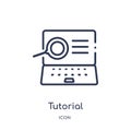 Linear tutorial icon from Elearning and education outline collection. Thin line tutorial vector isolated on white background.