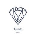 Linear tuxedo icon from Luxury outline collection. Thin line tuxedo icon isolated on white background. tuxedo trendy illustration Royalty Free Stock Photo