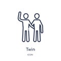 Linear twin icon from Family relations outline collection. Thin line twin vector isolated on white background. twin trendy