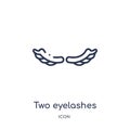 Linear two eyelashes icon from Beauty outline collection. Thin line two eyelashes vector isolated on white background. two Royalty Free Stock Photo
