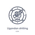 Linear ugandan shilling icon from Africa outline collection. Thin line ugandan shilling vector isolated on white background.