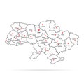 Linear ukraine map pin with regional centers