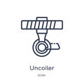 Linear uncoiler icon from Industry outline collection. Thin line uncoiler icon isolated on white background. uncoiler trendy