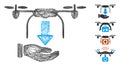Linear Unload Drone Hand Vector Mesh Royalty Free Stock Photo