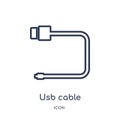 Linear usb cable icon from Electronic stuff fill outline collection. Thin line usb cable vector isolated on white background. usb Royalty Free Stock Photo