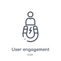 Linear user engagement icon from General outline collection. Thin line user engagement icon isolated on white background. user