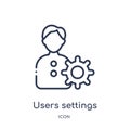 Linear users settings icon from Education outline collection. Thin line users settings vector isolated on white background. users