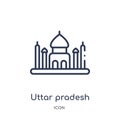 Linear uttar pradesh icon from India outline collection. Thin line uttar pradesh icon isolated on white background. uttar pradesh