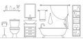 Vector interior in a linear style. Illustration of a bathroom.