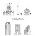 Orlando architecture line skyline illustration. Vector symbols Royalty Free Stock Photo