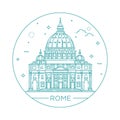 Vector line illustration of St. Peter s Basilica, Rome, Italy.