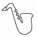 Linear vector illustration of black and white saxophone Royalty Free Stock Photo