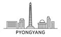 linear vector illustration of pyongyang, featuring iconic landmarks Royalty Free Stock Photo