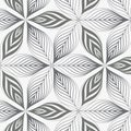 Linear vector pattern, repeating abstract a linear leaf each circling on hexagon shape.