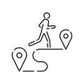 Linear vector web vector line icon set. Healthy ecological lifestyle. Fitness, gym and diet. Human running and walking. Location Royalty Free Stock Photo