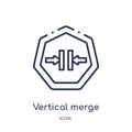 Linear vertical merge icon from Arrows outline collection. Thin line vertical merge vector isolated on white background. vertical