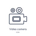 Linear video camera icon from Electronic stuff fill outline collection. Thin line video camera vector isolated on white background