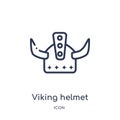 Linear viking helmet icon from History outline collection. Thin line viking helmet icon isolated on white background. viking