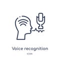 Linear voice recognition icon from Artificial intellegence and future technology outline collection. Thin line voice recognition