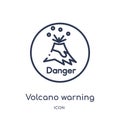 Linear volcano warning icon from Meteorology outline collection. Thin line volcano warning icon isolated on white background.