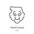 Linear vomit emoji icon from Emoji outline collection. Thin line vomit emoji vector isolated on white background. vomit emoji