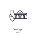 Linear voyage icon from Architecture and travel outline collection. Thin line voyage vector isolated on white background. voyage