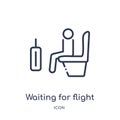 Linear waiting for flight icon from Airport terminal outline collection. Thin line waiting for flight vector isolated on white