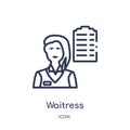 Linear waitress icon from Alcohol outline collection. Thin line waitress vector isolated on white background. waitress trendy Royalty Free Stock Photo