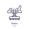 Linear walker icon from Kid and baby outline collection. Thin line walker icon isolated on white background. walker trendy Royalty Free Stock Photo