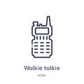 Linear walkie talkie icon from Army and war outline collection. Thin line walkie talkie vector isolated on white background.