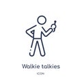 Linear walkie talkies icon from Activity and hobbies outline collection. Thin line walkie talkies vector isolated on white