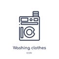 Linear washing clothes icon from Cleaning outline collection. Thin line washing clothes vector isolated on white background. Royalty Free Stock Photo