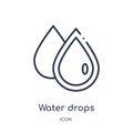 Linear water drops icon from Agriculture farming and gardening outline collection. Thin line water drops vector isolated on white