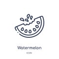 Linear watermelon icon from Fruits outline collection. Thin line watermelon icon isolated on white background. watermelon trendy