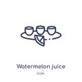 Linear watermelon juice icon from Drinks outline collection. Thin line watermelon juice vector isolated on white background.