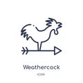 Linear weathercock icon from Meteorology outline collection. Thin line weathercock icon isolated on white background. weathercock