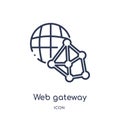 Linear web gateway icon from Internet security and networking outline collection. Thin line web gateway icon isolated on white