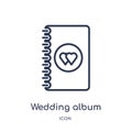 Linear wedding album icon from Birthday party outline collection. Thin line wedding album vector isolated on white background.